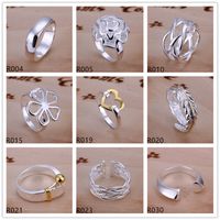Anéis chapeados de prata esterlina de alta qualidade 10 peças estilo misto, 925 anel de prata GTR2 fábrica venda direta