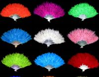 Colorful Feather Fans Wedding Showgirl Dance Folding Hand Fe...