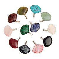 Lovely Natural Stone Sector Shell Fan-shaped Charms Pendant Fine Jewelry Assorted Healing Crystal Gems Rose Quartz Opal Beads Random Color