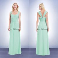 Bill Levkoff 2020 Mint Chiffongklänning med älskling Capped Sleeves Beach Bridesmaid Dresses Billiga Prom Party Dresses Graduation