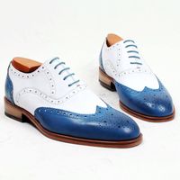 Zapatos de vestir para hombres Zapatos de Oxford Punta redonda Calzado para hombres Zapatos hechos a mano personalizados Piel de becerro genuina Color split Punta de ala brogue HD-N172