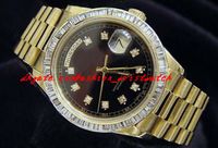 최고 품질의 럭셔리 시계 손목 시계 18K 옐로우 골드 시계 블랙 다이아몬드 베젤 18038 시계 자동 기계 운동 Mens Mens Watch