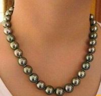 10-11mm rotonda South Seas Black Pearl Necklace 18inch 925 Clasp