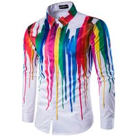 All'ingrosso-Nuovo arrivo Uomini camicia colorata manica lunga Design della moda Slim Shits Camisa masculina maschile notte Camicie Club di alta qualità