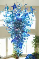 Chandelier iluminação turquesa e azul luzes artesanais lustros de vidro lustros de vidro led LED pingente 110V-240V para decoração de casa