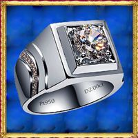 ForeverBeauty Luxus Trend Männer 1CT Diamant Stern Ring mit massivem 925 Sterling Silber vergoldet Platin Mann Trauringe
