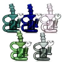 Colorful thick glass hookah 5 Inch Mini Bong Hot Selling Recycler water pipe dab Oil Rig with 14mm female joint