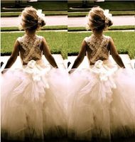 2017 Vintage New Flor Girl Vestidos Princesa Bola Vestido Comunhão Festa Do Partido Vestido Para Meninas Crianças / Crianças Vestido Para Casamento
