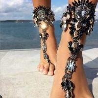 Yaz Stil Kadın Büyük Taş Ayak Bileği Bilezik Sandal Seksi Bacak Zincir Boho Kristal Plaj Halhal Bildirimi Takı YT