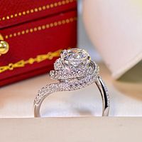 Linea splendida Anello largo Donna Marchio di lusso Argento 925 3CT Diamante CZ anelli di pietre preziose gioielli Cocktail Wedding Band Ring per le donne