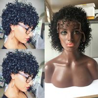 Curly Bob Transparent Lace Front Human Hair Wigs Malaysian Virgin Short Pixie Cut Wig för svarta Kvinnor Deep Water Wave Wigs
