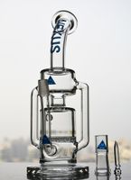 Nexus Bong azul Dab Rig Glass Bong Bong Cristal Fliter Recycler con la cúpula y la articulación del clavo de 14 mm Recycler Dab Rigs