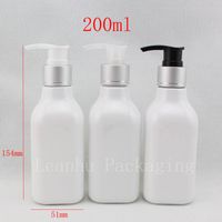 200ml X 30 white square Aluminum cosmetic lotion pump plastic bottle ,empty containers,empty shampoo lotion bottles with pump