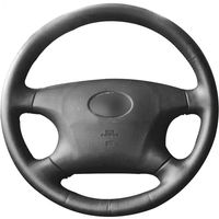 Couro preto mão-costurado tampa de volante do carro para Toyota Old Corolla Avalon Mark 2