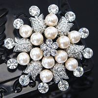 Yüksek Kaliteli Simüle Inci Ve Kristal Büyük Kar Tanesi Çiçek Broş Çarpıcı Avusturya Rhinestone Diamante Düğün Takı Çiçek Broşlar