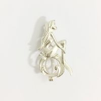 925 Gümüş Mermaid Kız Madalyon Kafesi, Bir Inci Boncuk Kafes Kolye Tutabilir, Gümüş Kolye Montaj DIY Mücevherat Uydurma