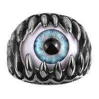 Vintage punk titanium steel anel gótico dragão garra mau olho encantos jóias jóias anéis masculinos de aço inoxidável