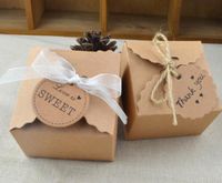 茶色のクラフト紙箱パーティーギフト結婚式の好みのお菓子キャンディー手作りの石鹸ジュエリーパッキングビンテージボックス空白タグ