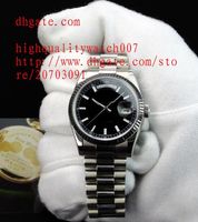 Горячие роскошные часы Высочайшее качество Роскошный Сапфир Дайдовый президент 18K WG Черный циферблат 36 мм Автоматические мужские часы