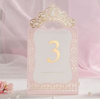 Plaatskaarten voor bruiloft laser gesneden prinses bruiloft tafel nummer plaats kaarten roze kroon klantnaam kaart bruiloft leverancier