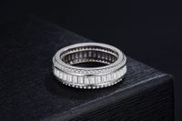 2021 스퀘어 스털링 실버 화이트 골드 도금 합성 다이아몬드 반지 도매 약혼 반지