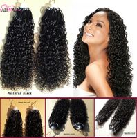 9A Micro Ring Hair Extensions 100% Virgin Human Hair Curly Micro Loop Hair Extensions Natural Black 100G Factory Direct Sales