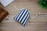 Blue Stripe Cotton Linen Gift Bags 9x12cm 10x15cm 13x17cm pa...