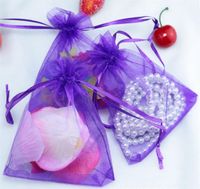 Горячие Продажи ! 100 шт ювелирные изделия сумки Сумки фиолетовый с шнурком мешок органза подарочная сумка упаковка сумки 4640