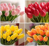 20 unids / lote Tulip Artificial Flower PU bouquet artificial Real toque flores para la boda casera flores decorativas guirnaldas