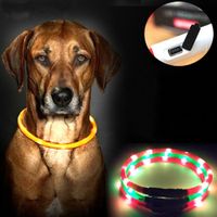 Collar de perro LED se enciende USB ajustable Luminoso perro Led USB de carga del collar del animal doméstico fuentes del perro de peluche llevó la luz collares para perros
