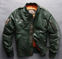 AVIREX FLY leather down jacket ACES a1702 men sheepskin genuine leather clothing Baseball uniform jacket 300g goose down YKK zipper