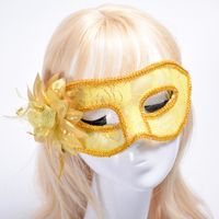 2017 Nowa Wenecja Masquerade Maska Złota Kwiat Kwiat Pióro Przędza Koronkowa Strona z przezroczystą maską Halloween
