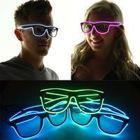 Música música ativada el óculos el moda néon led iluminar a luz do obturador em forma de óculos de sol rave festa