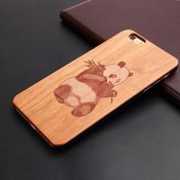 Bamboo panda wood case for iPhone 6 6s 7 8 plus x 5 5s cherr...