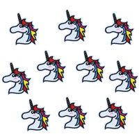 10 unids lindo unicornio de hierro en el parche de apliques de transferencia para bolsas de ropa Parches de bordado para jeans de prendas de vestir DIY coser en la insignia de bordado