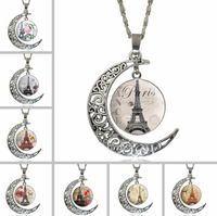 Holder Carved Moon Tower Time Gemstone Necklace WFN532 (with...