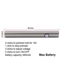 New iTsuwa Amigo 380Mah eSmart Max Preheat Battery Adjustable Voltage 510 Thread For Liberty Tank