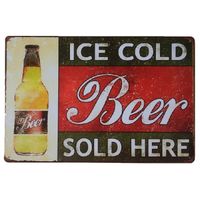 Ледяное пиво продается здесь старинные домашнего декора ретро жестяной знак деревенский металлический налет прохладный металлическая пластина металлический плакат