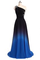 2017 nieuwe elegante zwarte blauwe gradiënt prom jurken met kralen appliques vloer-length feest jurken formele jurken vestido de festa qs1088