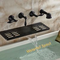 Groß-und Einzelhandel Wand Bad Badewanne Wasserhahn Öl eingerieben Bronze Wasserfall Auslauf W / Seifenschale Halter Handbrause Sprayer