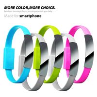 Großhandels100pcs / lot Kurzflach Armband Wrist Band Magnetic USB-Kabel Handgelenk-Band-2.0-Synchronisierungs-Daten-Ladekabel für Android-Smartphone