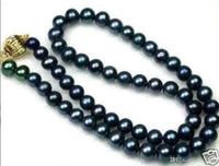 7- 8mm Black Akoya Cultured Pearl Necklace 18"