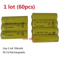 60 sztuk 1 Lot Akumulator Ni-CD Rozmiar baterii 5 1.2 V 700MAH NI CD 1.2 Volt baterie Darmowa Wysyłka