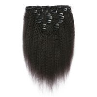 Mongolian Kinky Clip recto Extensiones de cabello humano 7pcs Lot Virgin Human Clip en extensiones de cabello G-Fácil