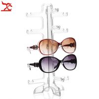 Frete grátis 5 pares óculos de sol acrílicos mostrando suporte de cremalheira 5 camadas clear óculos exibir stand frame
