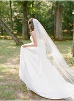 2017 nieuwe bruiloft sluier cut edge bruids sluier met kam één laag wit / ivoor 3 m lange kathedraal sluiers velos de novia bruiloft accessoires voile