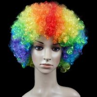 PARTY DISCOTECA Arcobaleno Afro Clown peli TIFOSO Adulto Bambino Costume Parrucca Riccia 