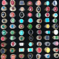 Смешанная серия позолоченные посеребренные кольца из натурального камня архаичный китайский стиль кольца 50 шт. оптом