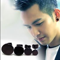 Corée noire ronde oreille goujon boucles d'oreilles homme acier inoxydable 316l personnalisé Punk mode bijoux 8mm
