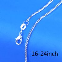 Flat Curb cadenas de joyas populares cadena de plata collar con gran descuento 16-24 pulgadas collar de plata + 925 ganchos de la langosta etiqueta envío gratis